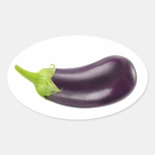 Eén aubergine ovale sticker