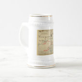 Een Authentic 1690 Pirate Map (met versieringen) Bierpul (Voorkant links)