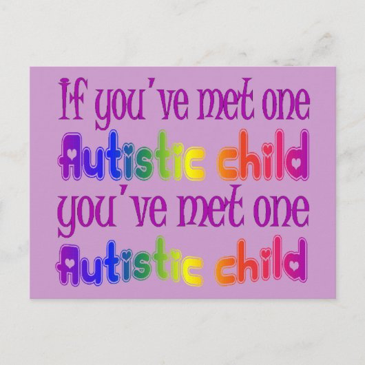 Eén autistisch kind briefkaart (Voorkant)