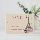 Een Avond in Parijs Party Response Card RSVP Kaartje (Staand voorkant)