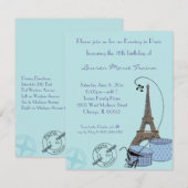 Een avond in Paris Blue Theme Party uitnodiging (Voorkant / Achterkant)