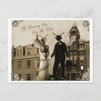 Een avond op het briefkaart van de stad
