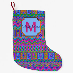 Een Aztec Bright Tribal Monogram Unieke Holiday Fu Kleine Kerstsok