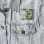 Een Aztec-vetherartisan Vierkante Button 5,1 Cm (In situ)