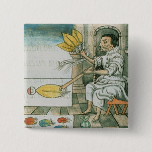 Een Aztec-vetherartisan Vierkante Button 5,1 Cm