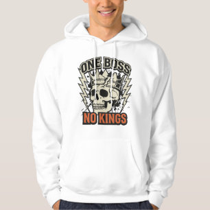 Eén Baas Geen Koningen Schedel met Kroon Opstandig Hoodie