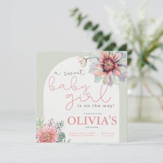 Een baby-baby-woestijn Cactus - Shower Invitation Kaart (Staand voorkant)