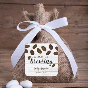 Een Baby breekt Baby shower met witte koffie Vierkante Sticker