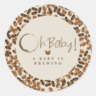 Een Baby breekt Baby shower van Baby-koffiebonen. Ronde Sticker