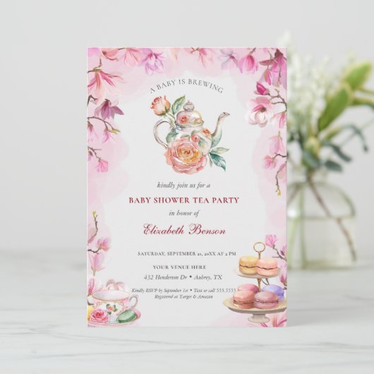 Een Baby breekt bloeiend bloeiend Baby shower thee Kaart (Staand voorkant)