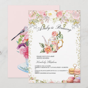 Een Baby breekt bloeiend bloeiend Baby shower thee Kaart