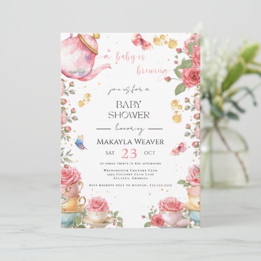 Een Baby breekt bloeiend bloeiend Baby shower thee Kaart (Staand voorkant)