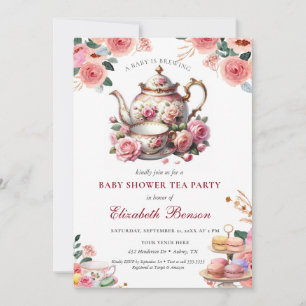 Een Baby breekt bloeiend bloeiend Baby shower thee Kaart