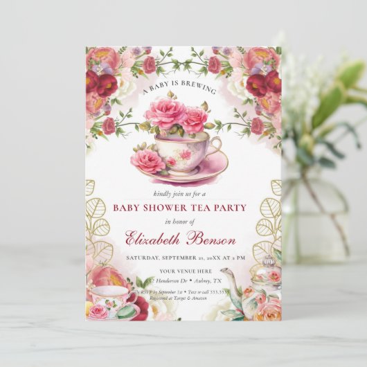 Een Baby breekt bloeiend bloeiend Baby shower thee Kaart (Staand voorkant)
