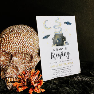 Een Baby breekt   Cute Halloween Baby shower Folie Uitnodiging