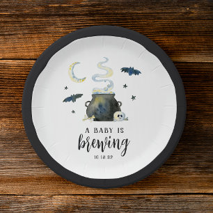 Een Baby breekt   Cute Halloween Baby shower Papieren Bordje
