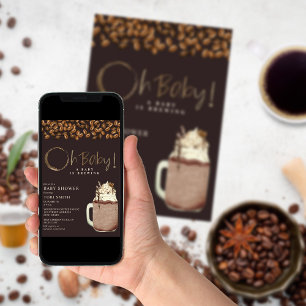 Een Baby breekt donkere koffie, Oh Baby shower Kaart