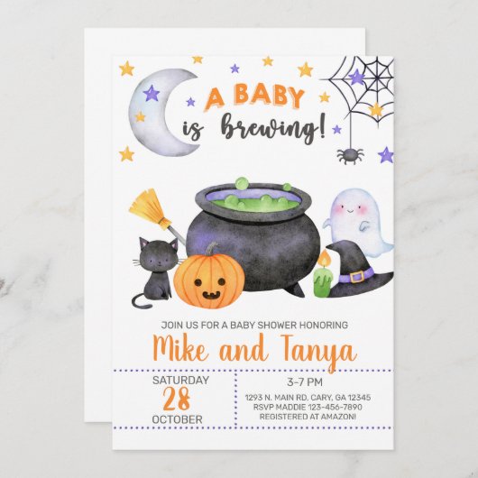 Een baby breekt een uitnodiging voor een Halloween (Voorkant / Achterkant)