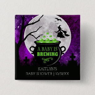 Een Baby breekt halloween Baby shower Vierkante Button 5,1 Cm
