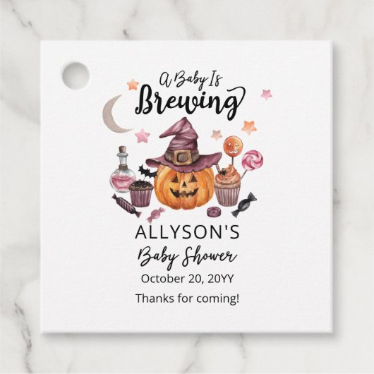 Een Baby breekt Jack-O-Lantern Halloween Shower Bedankjes Labels (Voorkant)