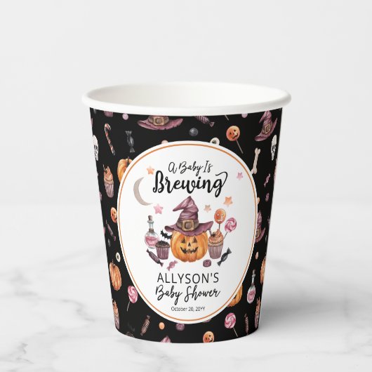 Een Baby breekt Jack-O-Lantern Halloween Shower Papieren Bekers (Achterkant)