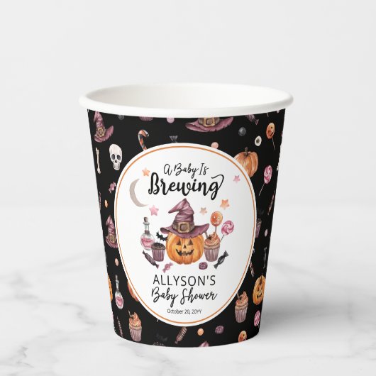 Een Baby breekt Jack-O-Lantern Halloween Shower Papieren Bekers (Voorkant)