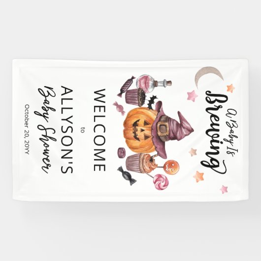 Een Baby breekt Jack-O-Lantern Halloween Shower Spandoek (Horizontaal)