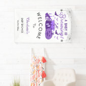 Een Baby breekt Paars Halloween Baby shower Spandoek (Insitu)