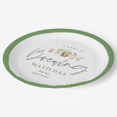 Een baby brouwt aquarel bier baby shower pap papieren bordje (Gekanteld)