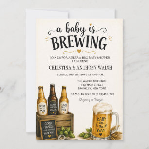 Een baby brouwt baby shower BBQ Kaart