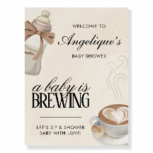 Een Baby brouwt Baby shower koffie welkomstbord