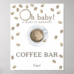Een baby brouwt baby shower koffiebar poster
