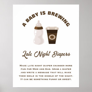 Een baby brouwt baby shower Late Night luiers Poster
