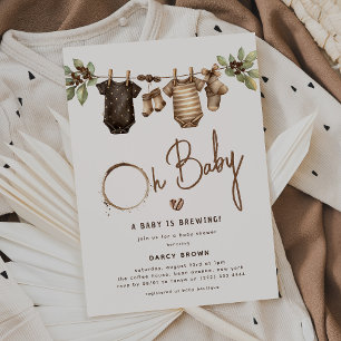 Een Baby Brouwt Babykleren Koffiefeest Kaart