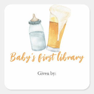 Een baby brouwt bier - baby's eerste bibliotheek vierkante sticker
