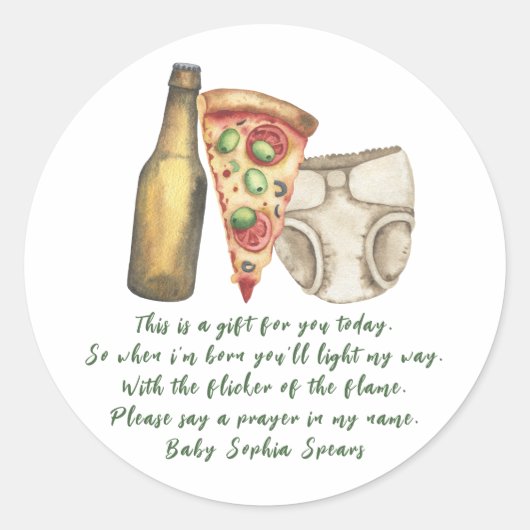 Een baby brouwt bier - Gebedskaars label (Voorkant)