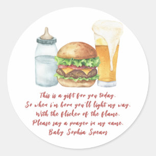 Een baby brouwt bier - Gebedskaarslabel Ronde Sticker