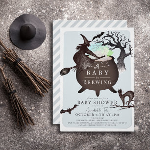 Een Baby brouwt blauw Halloween Baby shower Kaart