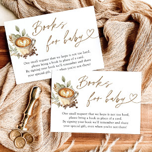 Een baby brouwt boeken voor babykaart, koffie baby kaart