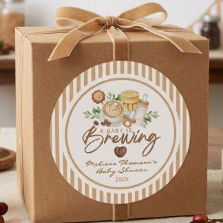 Een Baby Brouwt Coffee Latte Baby Borrel Ronde Sticker