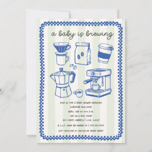 Een Baby Brouwt Doodle Jongen Blauwe Baby Shower Kaart