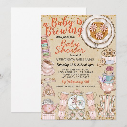 Een Baby brouwt Douche Uitnodiging (Voorkant / Achterkant)