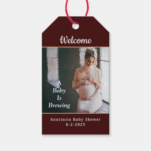 Een Baby brouwt fotodouchefeest personaliseren Cadeaulabel (Voorkant)