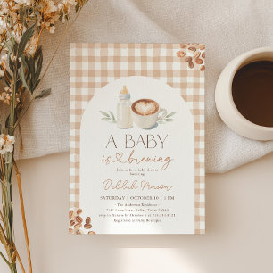 Een baby brouwt Gingham Coffee Baby Shower Kaart