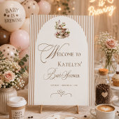 Een baby brouwt Gingham koffie baby shower Reclamebord Met Voetstuk