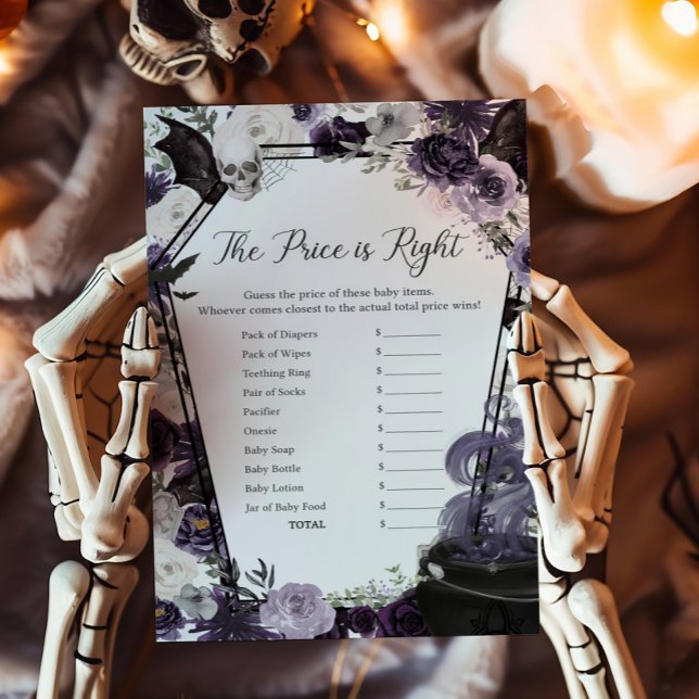 Een Baby brouwt Gothic De prijs is het juiste spel (Floral Gothic Coffin A Baby is Brewing Baby Shower The Price is Right Game)