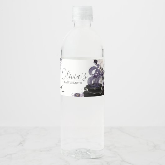 Een Baby brouwt gotisch Halloween Baby shower Waterfles Etiket (Voorkant)