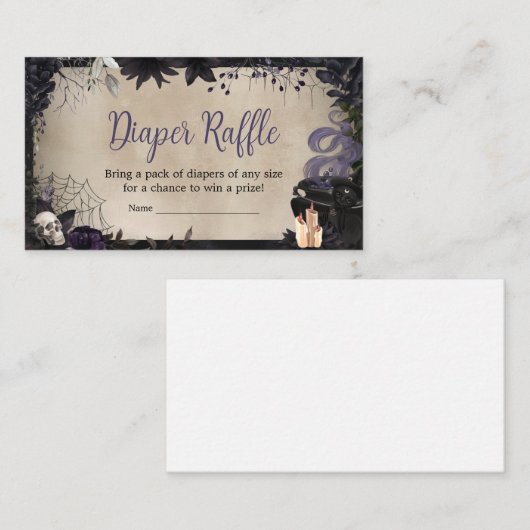 Een Baby brouwt Gotische Halloween Luier Raffle Informatiekaartje (Voorkant / Achterkant)