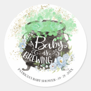 Een Baby brouwt Halloween Baby shower Classic R Ronde Sticker