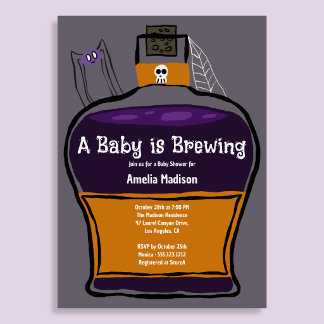 Een Baby Brouwt Halloween Shower Uitnodiging